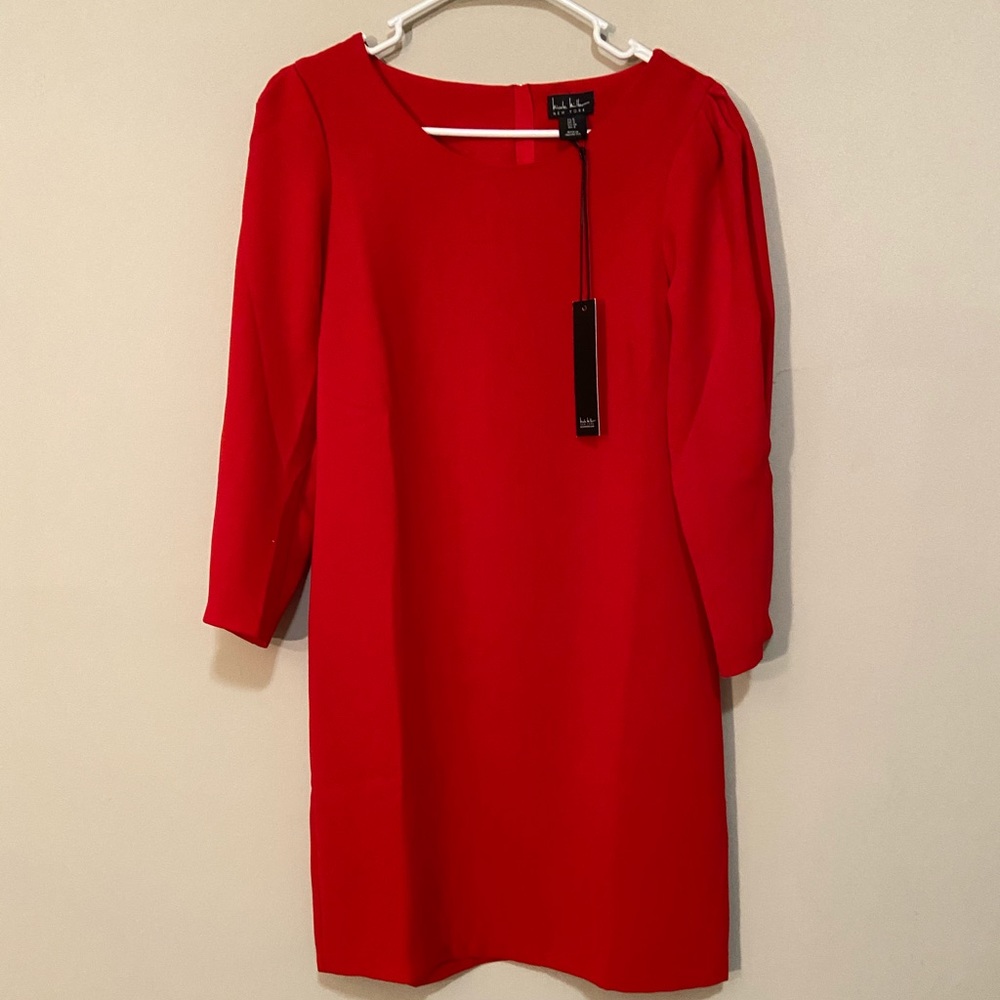 Vibrant red NWT Nicole Miller 3/4 sleeve dress
